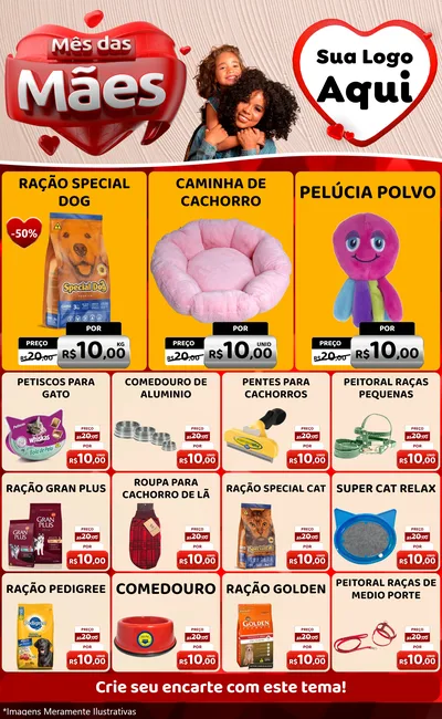 Modelo de Encarte para Encarte Grande com o tema Mês das Mães para Pet Shop