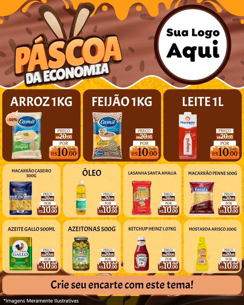 Modelo de Rede Social para Feed Instagram com o tema Páscoa da Economia para Supermercado