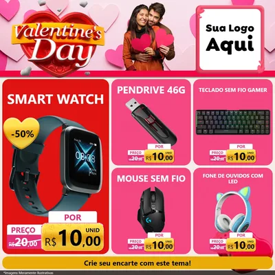 Modelo de Rede Social para Feed Facebook com o tema Valentine's Day para Informática