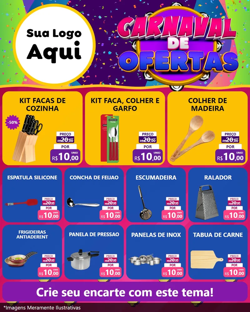Modelo de Rede Social para Feed Instagram com o tema Carnaval de Ofertas para Utilidades Domésticas