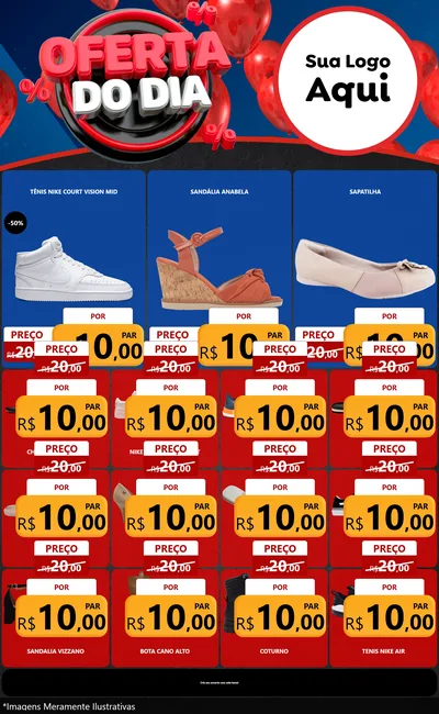 Modelo de Encarte para Encarte Grande com o tema Oferta do Dia para Calçados