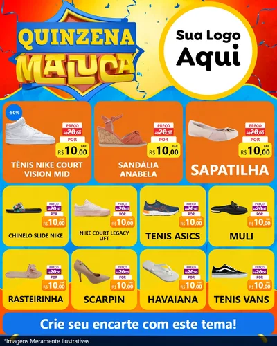 Modelo de Rede Social para Feed Instagram com o tema Quinzena Maluca para Calçados