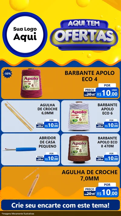 Modelo de TV para TV Vertical com o tema Aqui Tem Ofertas para Armarinho e Aviamentos