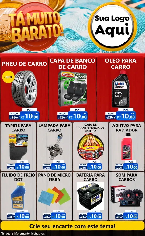 Modelo de Encarte para Encarte Grande com o tema Está Muito Barato para Auto peças