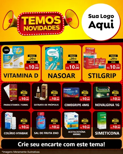 Modelo de Rede Social para Feed Instagram com o tema Temos Novidades para Farmácia