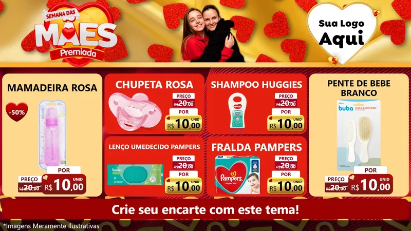 Modelo de TV para TV Horizontal com o tema Semana das Mães Premiada para Bebês