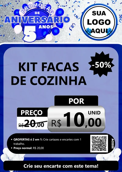 Modelo de Cartaz para Cartaz A4 Vertical com o tema Promoção de Aniversário - 5 Anos para Utilidades Domésticas