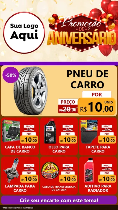 Modelo de Rede Social para Stories com o tema Promoção de Aniversário para Auto peças