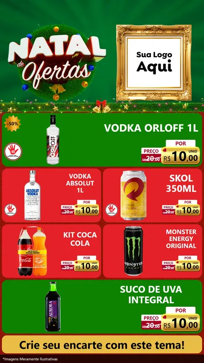 Modelo de TV para TV Vertical com o tema Natal de Ofertas para Distribuidora de bebidas