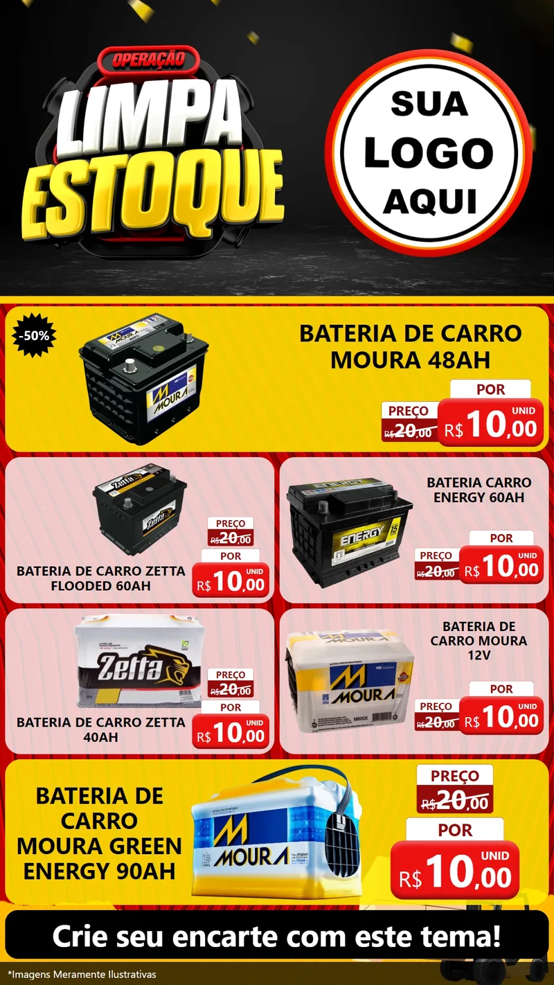 Modelo de TV para TV Vertical com o tema Operação Limpa Estoque para Baterias Elétricas