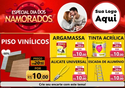 Modelo de Encarte para Encarte A4 Horizontal com o tema Especial Dia Dos Namorados para Material para Construção