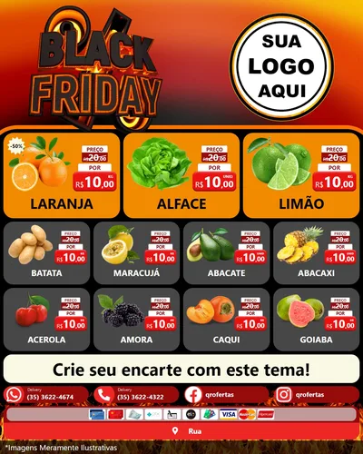 Modelo de Rede Social para Feed Instagram com o tema Black Friday para Hortifrúti