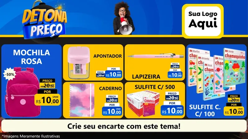 Modelo de TV para TV Horizontal com o tema Detona Preços para Papelaria