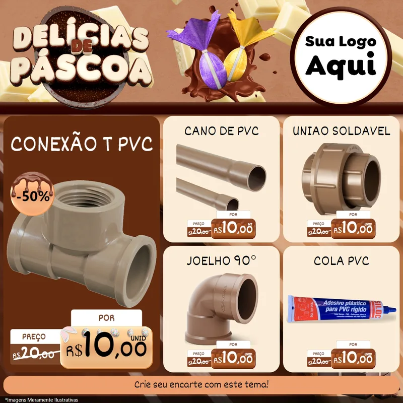 Modelo de Rede Social para Feed Facebook com o tema Delícias de Páscoa para Tubos e conexões