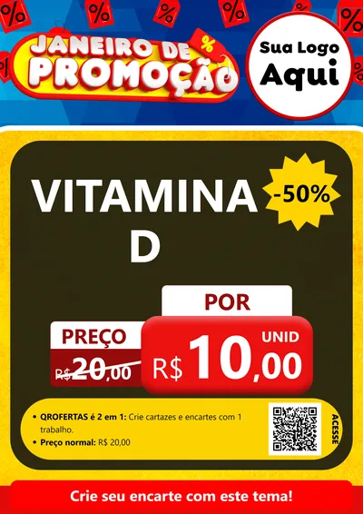 Modelo de Cartaz para Cartaz A4 Vertical com o tema Janeiro de Promoção para Farmácia