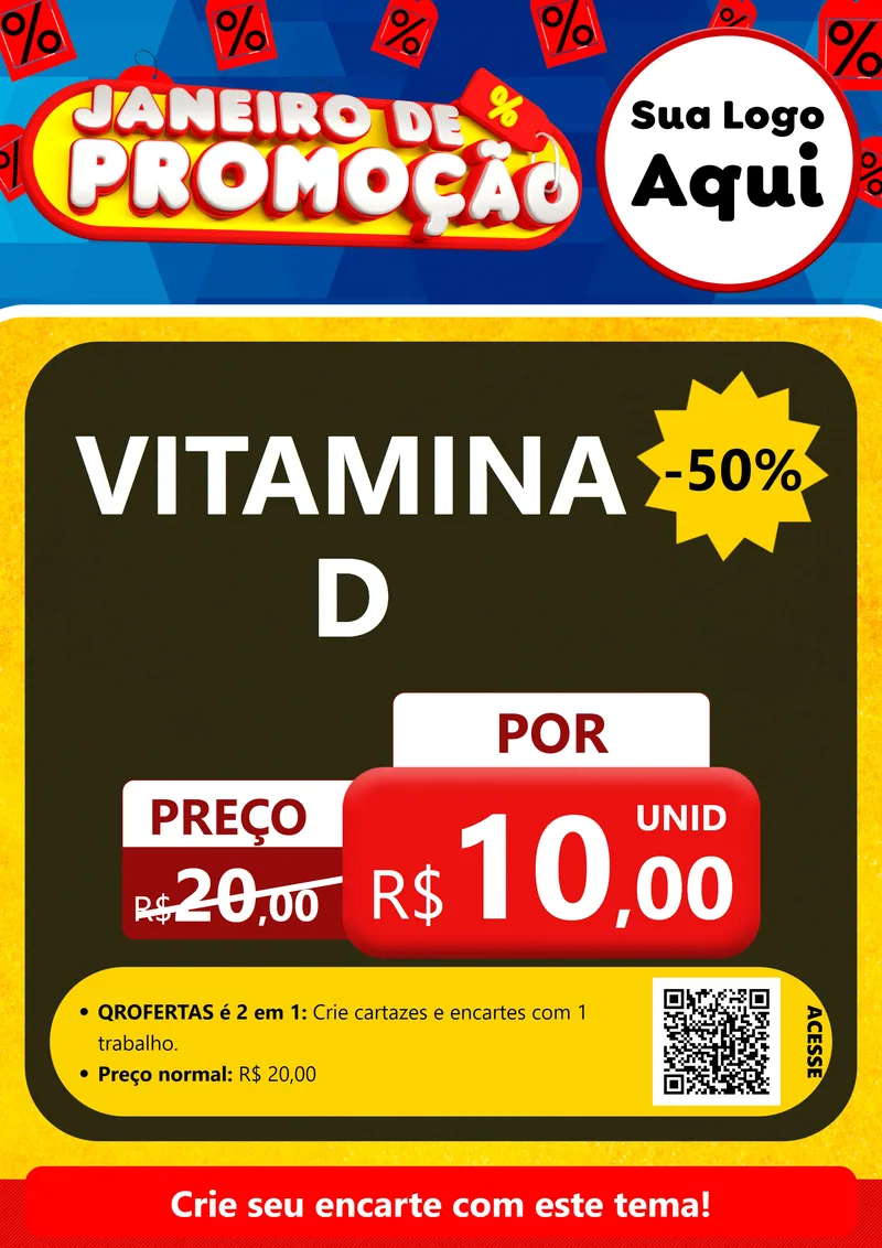 Modelo de Cartaz para Cartaz A4 Vertical com o tema Janeiro de Promoção para Farmácia