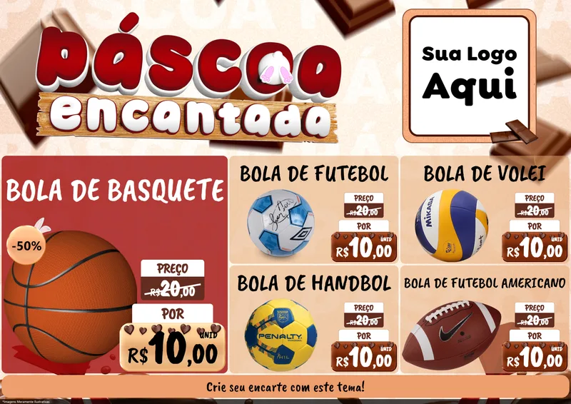 Modelo de Encarte para Encarte A4 Horizontal com o tema Páscoa Encantada para Artigos Esportivos