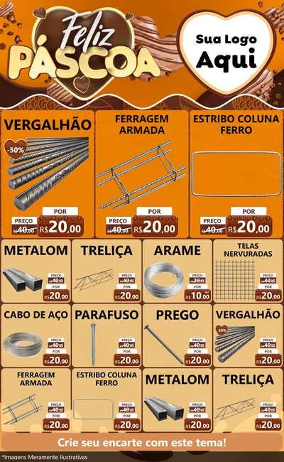 Modelo de Encarte para Encarte Grande com o tema Feliz Páscoa para Ferragens