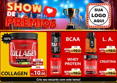 Modelo de Encarte para Encarte A4 Horizontal com o tema Show de Prêmios para Suplementos alimentares