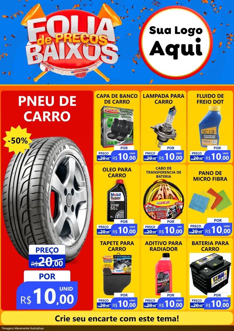 Modelo de Encarte para Encarte A4 Vertical com o tema Folia de Preços Baixos para Auto peças