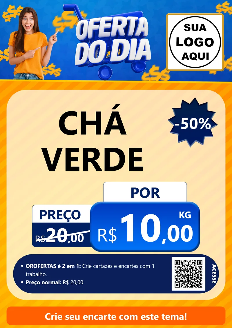 Modelo de Cartaz para Cartaz A4 Vertical com o tema Oferta do Dia para Produtos Naturais
