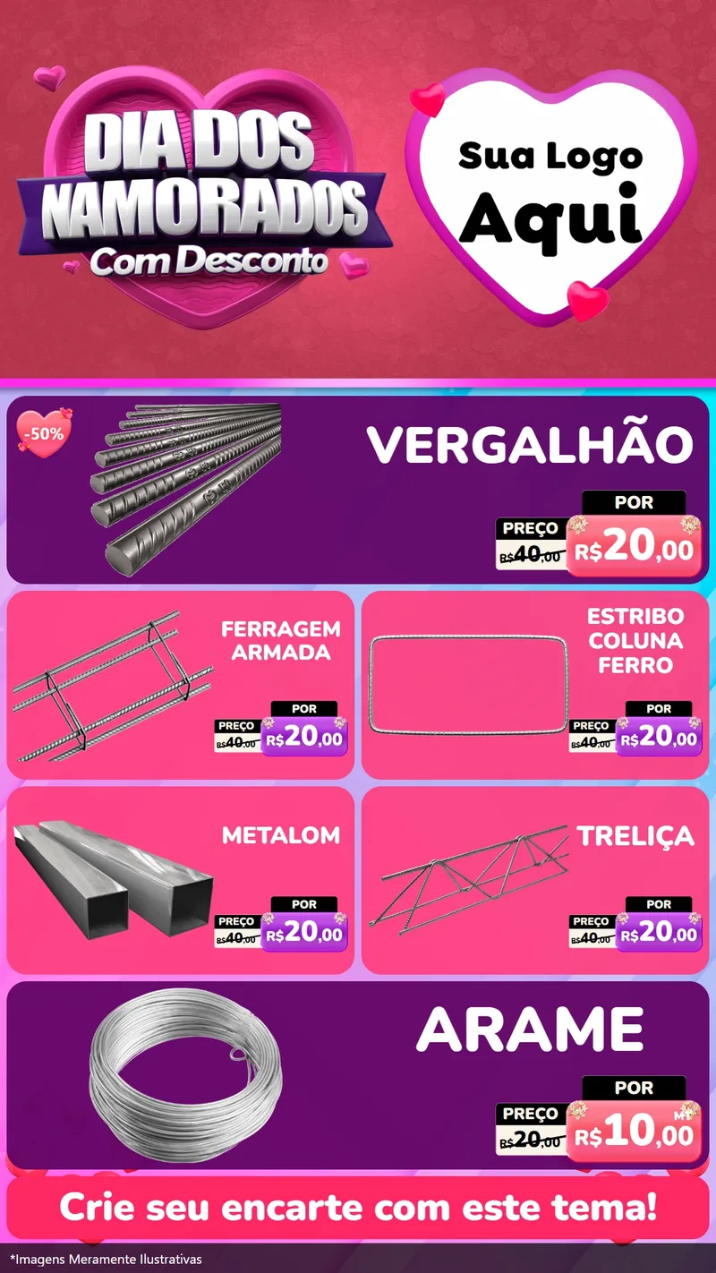 Modelo de TV para TV Vertical com o tema Dia Dos Namorados Com Desconto para Ferragens
