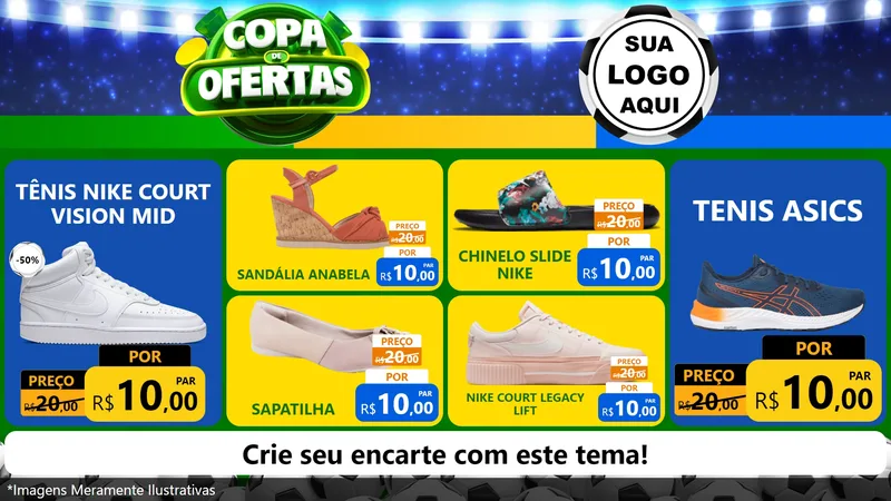 Modelo de TV para TV Horizontal com o tema Copa de Ofertas para Calçados