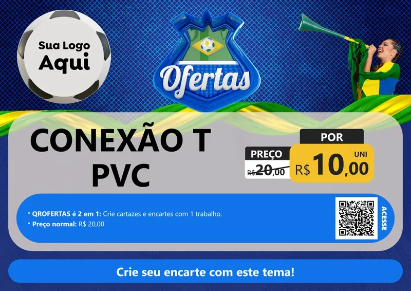 Modelo de Cartaz para Cartaz A4 Horizontal com o tema Ofertas (Futebol) para Tubos e conexões