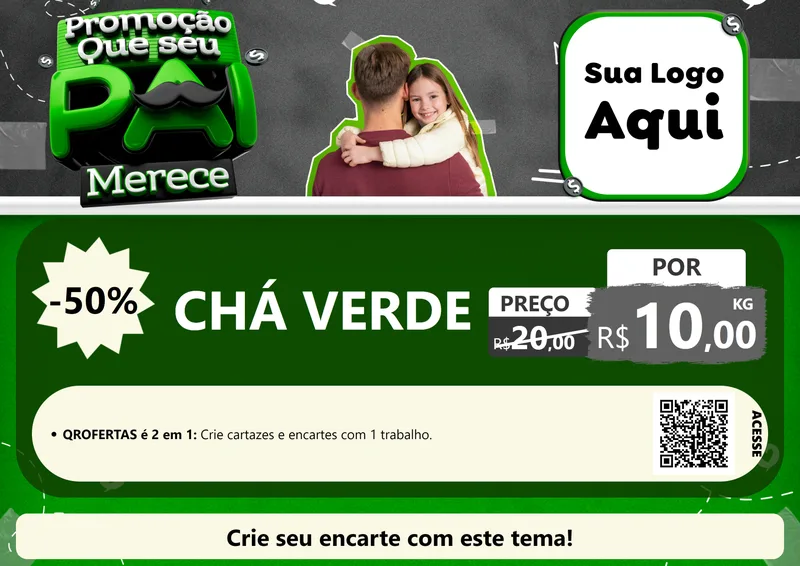 Modelo de Cartaz para Cartaz A4 Horizontal com o tema Promoção Que seu Pai Merece para Produtos Naturais