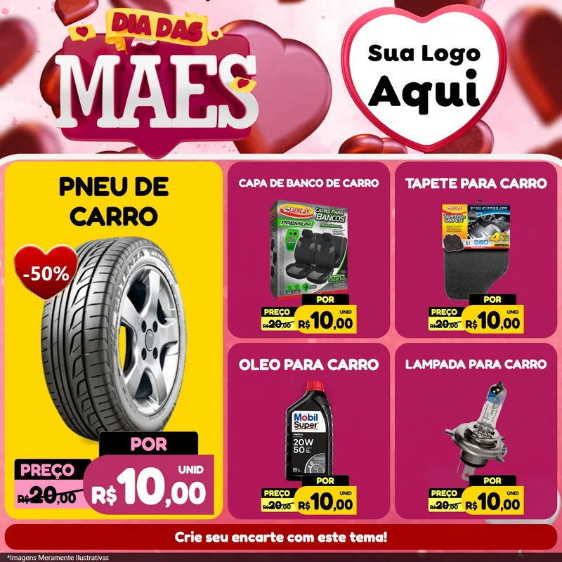 Modelo de Rede Social para Feed Facebook com o tema Dia Das Mães para Auto peças