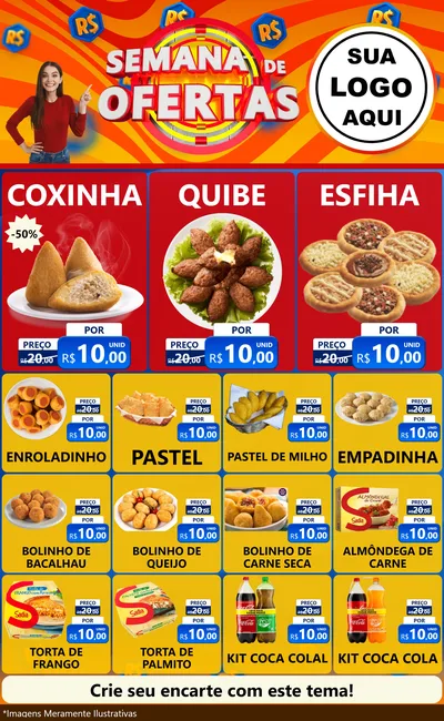 Modelo de Encarte para Encarte Grande com o tema Semana de Ofertas para Salgadaria