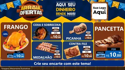 Modelo de TV para TV Horizontal com o tema Arraiá de Ofertas - Junina para Assados