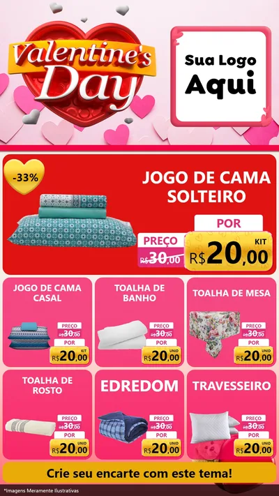 Modelo de Rede Social para Stories com o tema Valentine's Day para Cama, Mesa e Banho