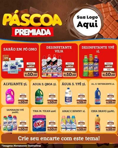 Modelo de Rede Social para Feed Instagram com o tema Páscoa Premiada para Produtos de Limpeza