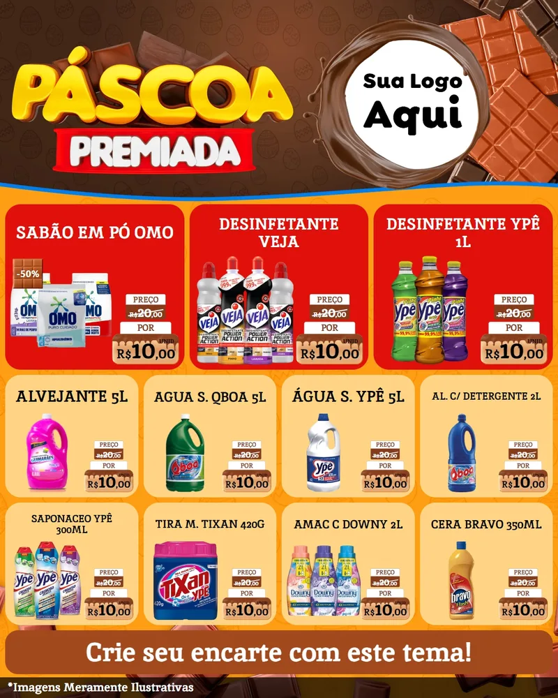 Modelo de Rede Social para Feed Instagram com o tema Páscoa Premiada para Produtos de Limpeza