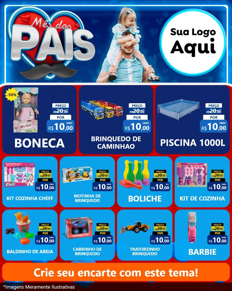 Modelo de Rede Social para Feed Instagram com o tema Mês Dos Pais para Brinquedos