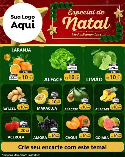 Modelo de Rede Social para Feed Instagram com o tema Especial de Natal para Hortifrúti