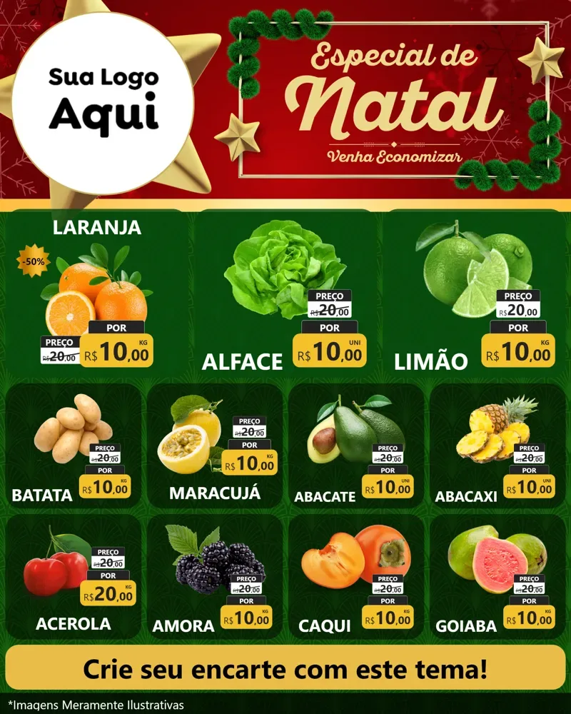 Modelo de Rede Social para Feed Instagram com o tema Especial de Natal para Hortifrúti