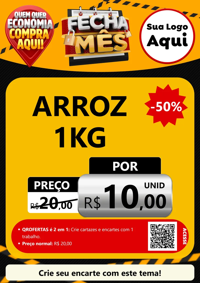 Modelo de Cartaz para Cartaz A4 Vertical com o tema Fecha Mês para Supermercado
