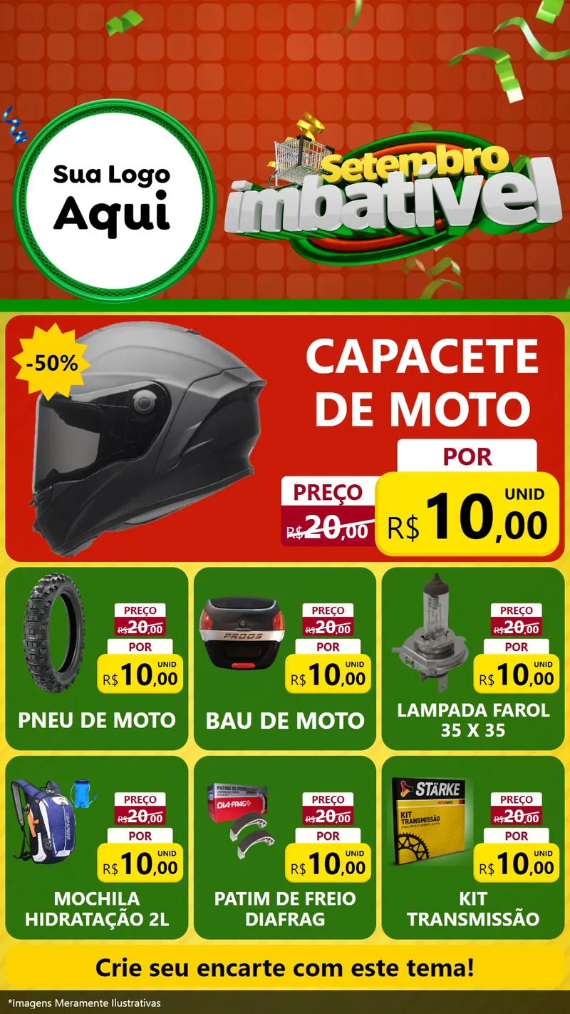 Modelo de Rede Social para Stories com o tema Setembro Imbatível para Moto peças