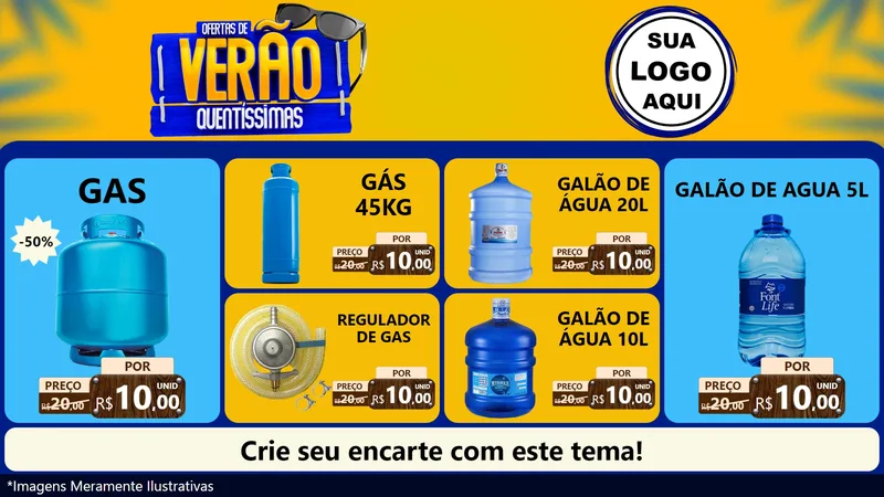 Modelo de TV para TV Horizontal com o tema Ofertas de Verão Quentíssimas para Água e gás