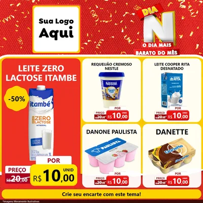 Modelo de Rede Social para Feed Facebook com o tema Dia N o Dia Mais Barato do Mês para Frios e Laticínios