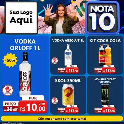 Modelo de Rede Social para Feed Facebook com o tema Nota 10 para Distribuidora de bebidas