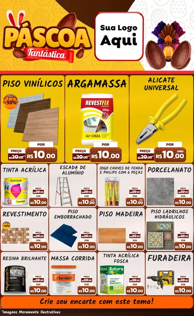 Modelo de Encarte para Encarte Grande com o tema Páscoa Fantástica para Material para Construção