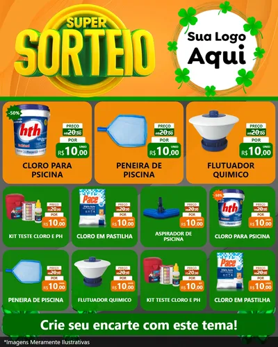 Modelo de Rede Social para Feed Instagram com o tema Super Sorteio para Produtos para Piscina