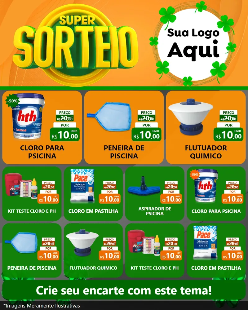 Modelo de Rede Social para Feed Instagram com o tema Super Sorteio para Produtos para Piscina
