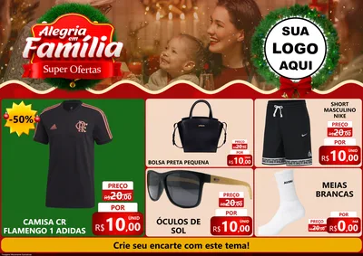 Modelo de Encarte para Encarte A4 Horizontal com o tema Alegria Em Família - Super Ofertas para Roupas e acessórios