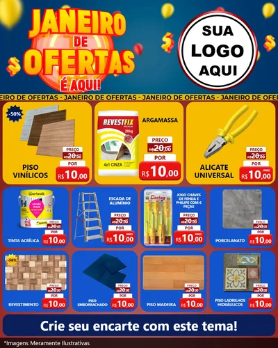 Modelo de Rede Social para Feed Instagram com o tema Janeiro de Ofertas É Aqui! para Material para Construção