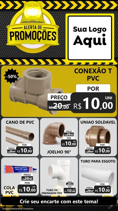 Modelo de Rede Social para Stories com o tema Alerta de Promoções para Tubos e conexões