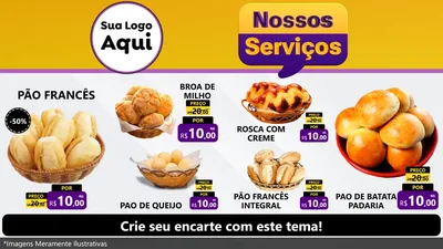 Modelo de TV para TV Horizontal com o tema Nossos Serviços para Padaria